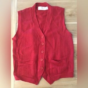 Vintage Essentials Red Sweater Wool Blend Vest M